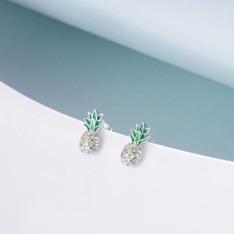 LUHE Pineapple Earrings Gifts for Her Women Sterling Silver Pineapple Stud Earrings Jewelry Studs Gifts for Women Teens - Image 4